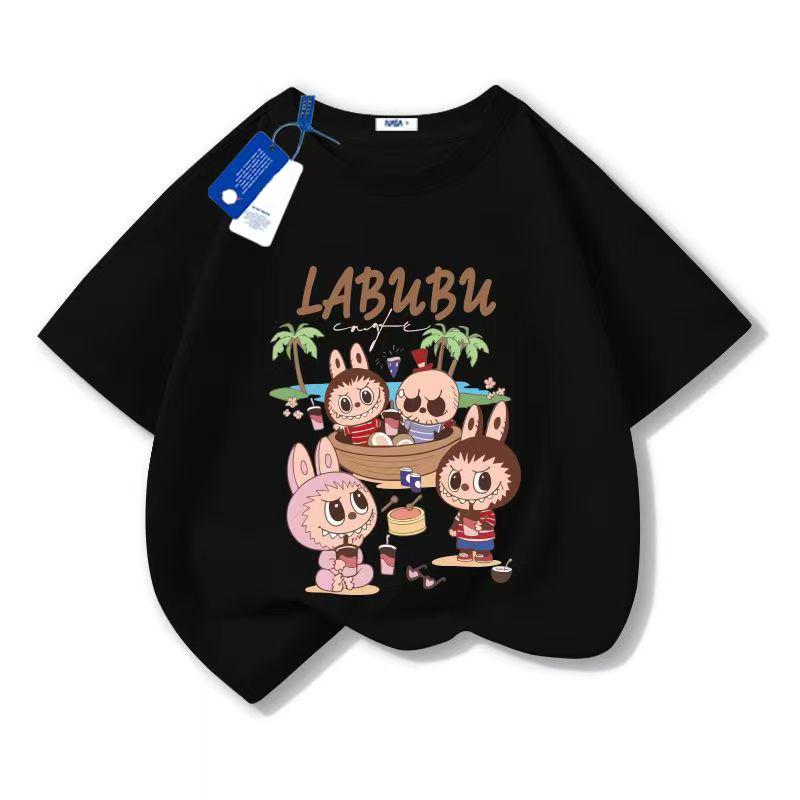 LABUBU Cartoon Anime Print Kids T-Shirt Summer Short Sleeve Tee Girl Boy T-Shirt Child Tops