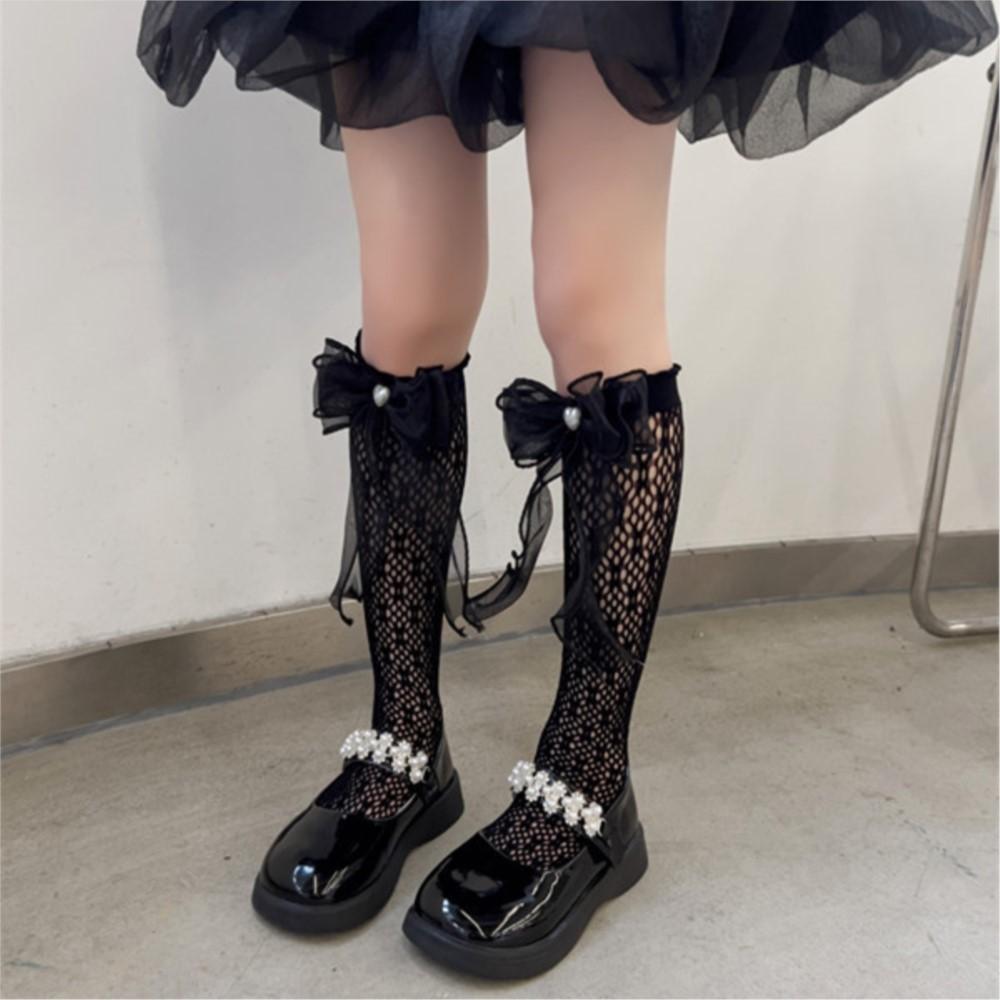 Girls Socks Hollow Out Thin Section Three Yarn Knot Love Princess Baby Socks Lolita Stockings