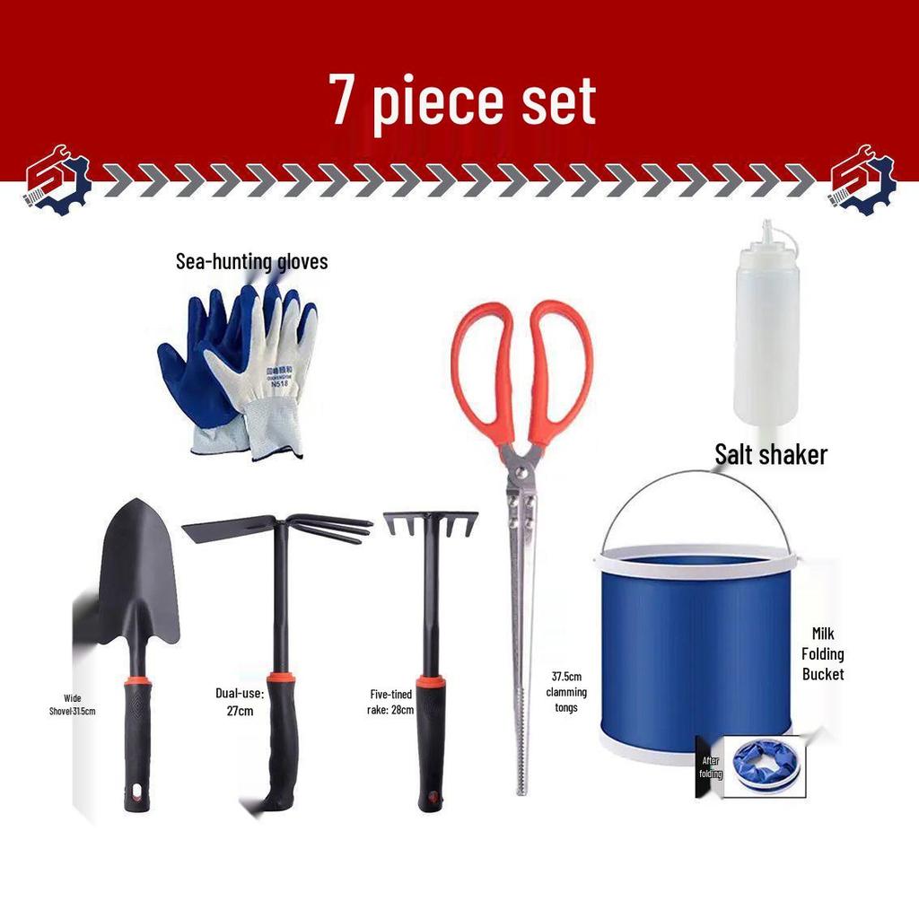 Tide-Chasing Children's Beach Tool Set: Thickened Sand-Digging Clam and Crab Clips, Rake, Shovel.