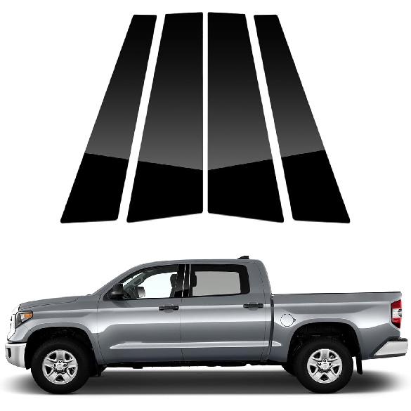 ACLONG Pillar Posts Door Window Trim Glossy Black Stainless Steel Compatible with Ford F-150 Super Cab Crew Lincoln Mark LT 2004-2014, Anti Scratch