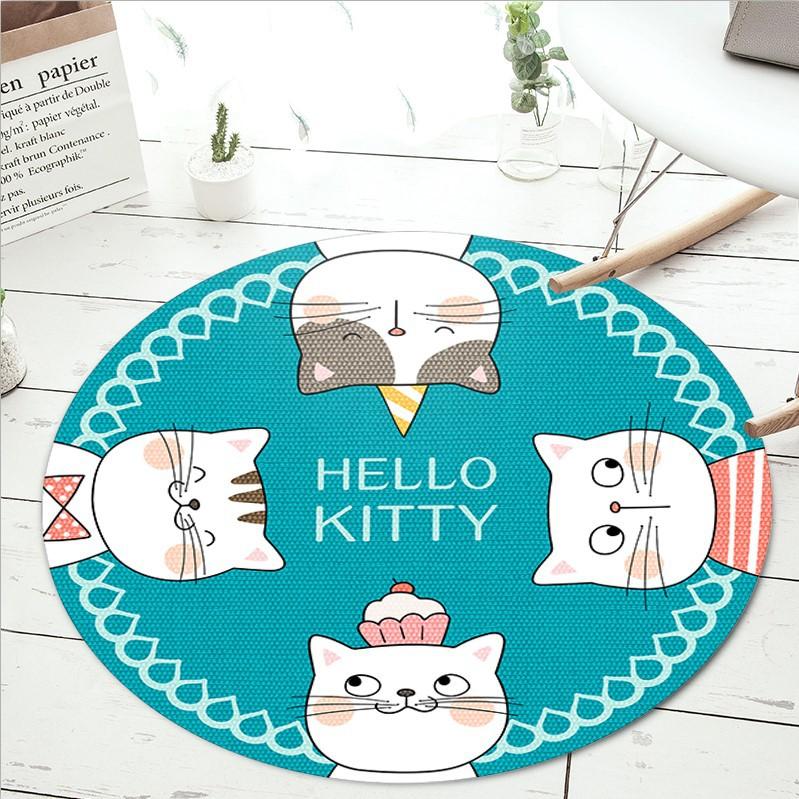 Urocze Zwierzątka z Kreskówki Okrągły Dywanik do Salonu Sypialni Prosty Zmywalny Mata Antypoślizgowa Mata pod Krzesło Komputerowe Dywanik