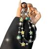 New Crystal Starfish Double Layer Phone Chain Short Crystal Pearl Beaded Phone Strap Wrist Bag Pendant Anti-Lost