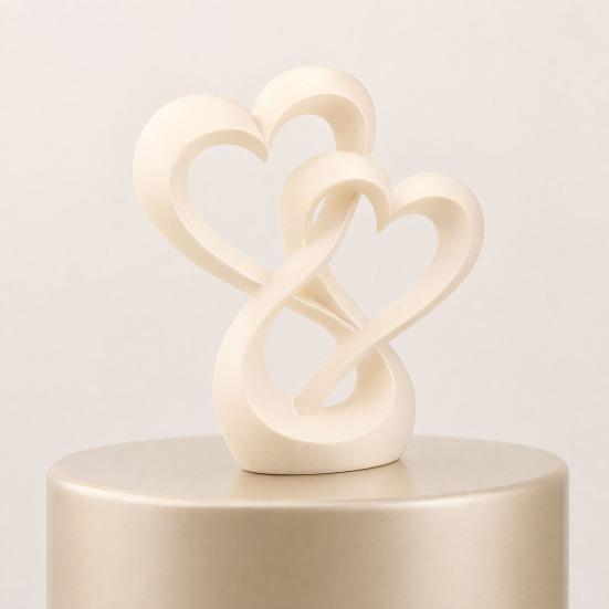 yangyizhi Intertwined Hearts Figurine, 3D Printed Love Statue, Table Centerpiece Sculpture for Living Room Wedding Romantic Gift