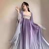 Womens Tang Dynasty Style Hanfu Set With Embroidered Butterfly Wide Sleeve Top Skirt Scarf