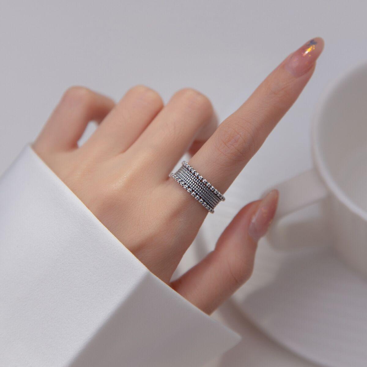

925 Silver Personality Bead Rings For Women Engagement Wedding Luxury Jewelry resizable