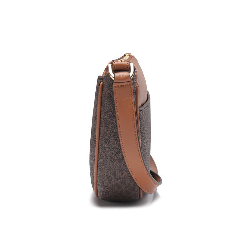 Michael Kors MK Dover Monogram Zip Closure Faux Leather Half Moon Crossbody Shoulder Bag Women Bags Brown 30T2G4DM6B-BRN-ACORN