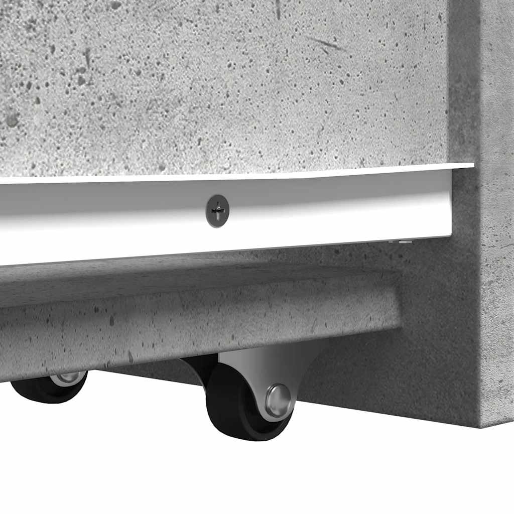 Narrow Bathroom Cabinet with Casters Concrete Grey Particleboard