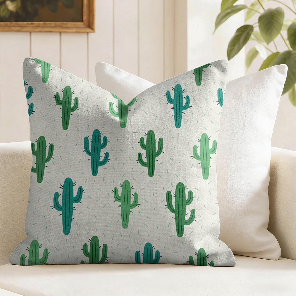 Cactus Pattern Cushion Cover Natural Linen Pillow Cover Double-Sided Print Cushion Cover For Sofa Home Decor