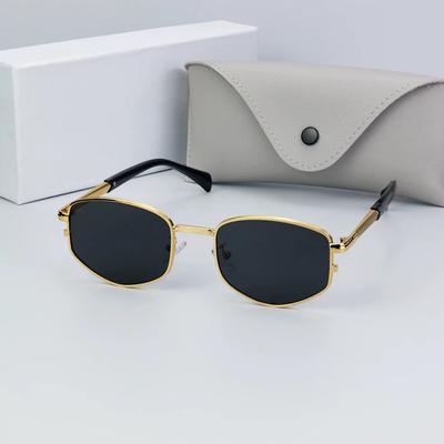 Retro Polygonal Square Metal Men'S Luxury Sunglasses Fashionable Gradient Tone Women'S Sunglasses