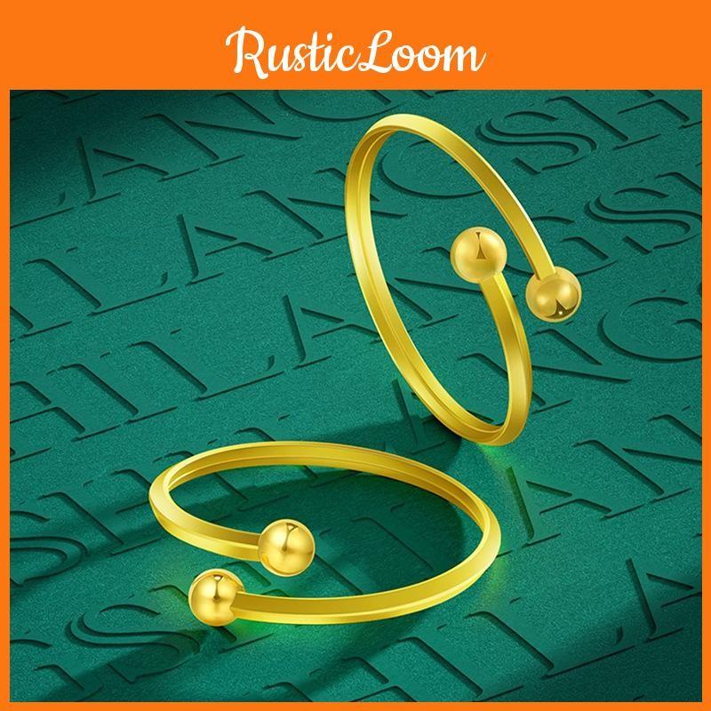 Copper Vintage Beautiful Gold Plated Bead Ring For Women Adjustable Fashion Piece Statement