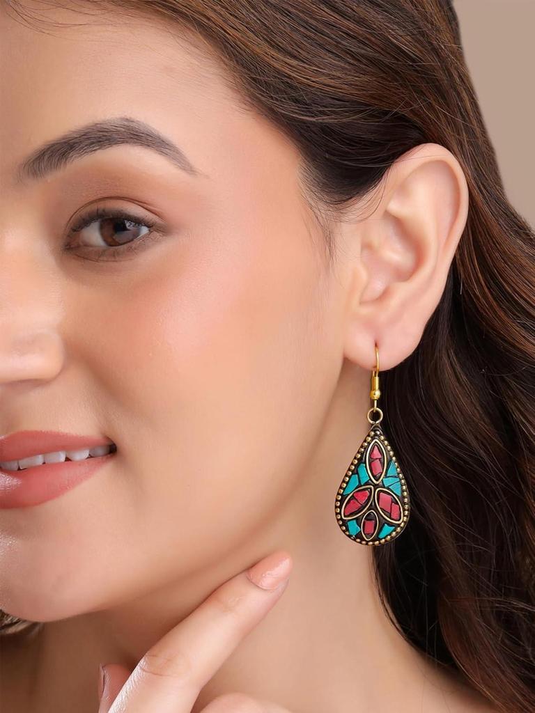 Drop Earrings For Women | Traditional Women Earrings Sets | Ethnic Combo Set Tibetan Laac Drop Earrings For Girls