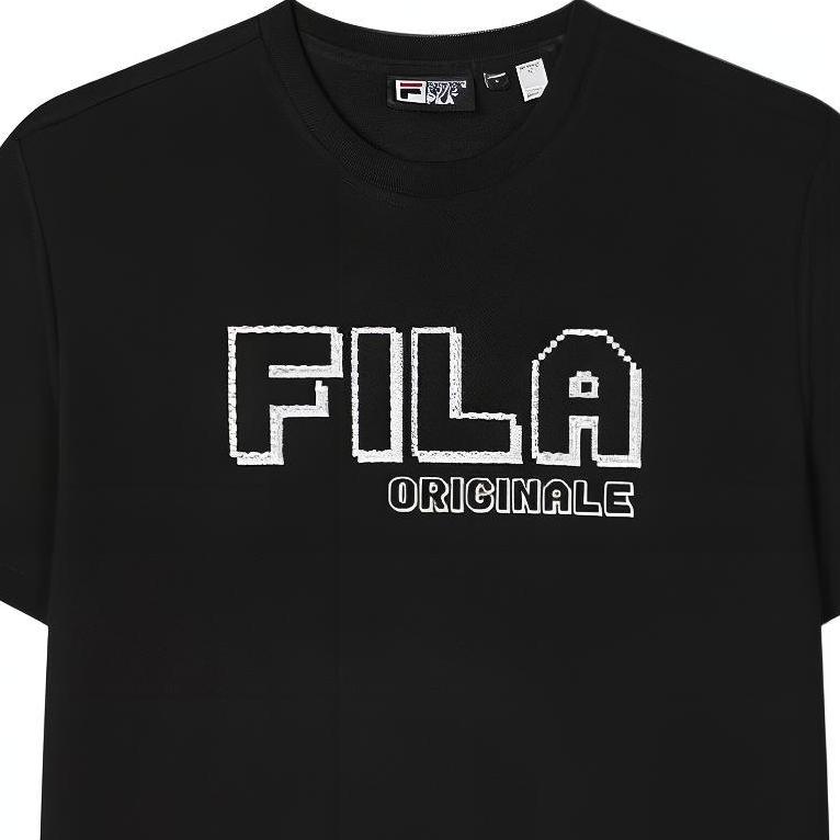 FILA Casual Comfortable Round Neck Pullover Short Sleeve T-Shirt Men T-Shirts Black F11M429107F-BK