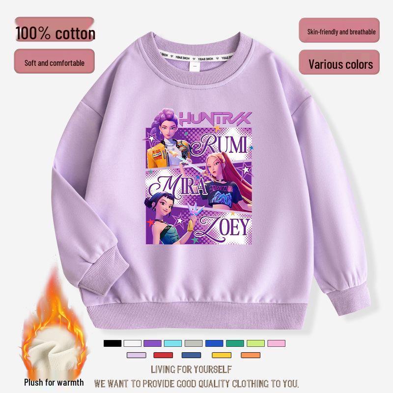 K-pop Monster Hunter Witch Girls' Hoodie - Stylish Autumn/Spring Round Neck Casual Top for Children