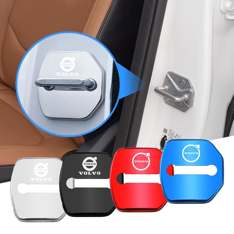 4PCS Car Door Lock Cover Stainless Steel Protection Accessories For Volvo V60 V40 XC90 V90 S60 C30 XC60 V50 V70 S90 XC40 S80 T6