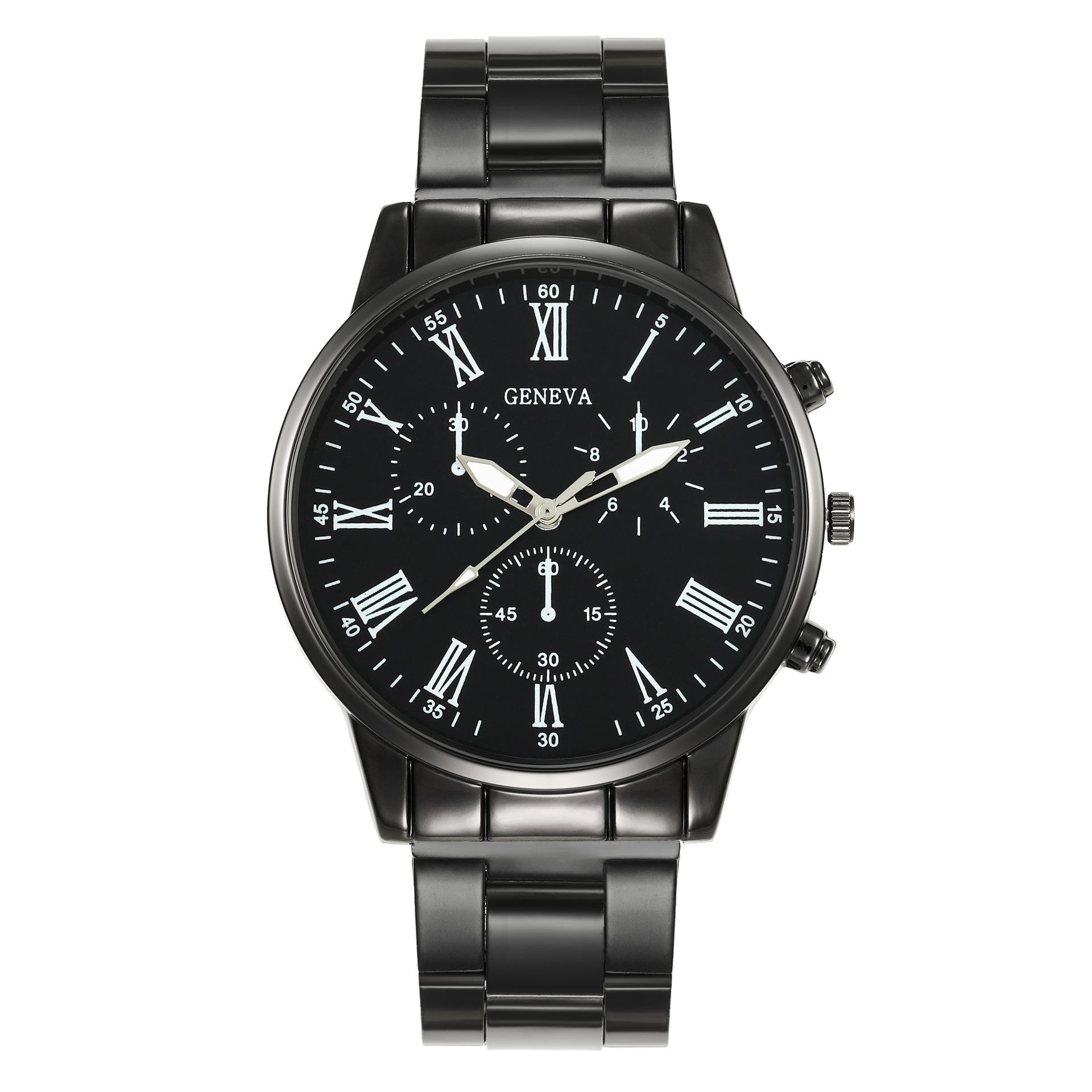 Женева Высококачественные Мужские Роскошные Ремни Модные Кварцевые Часы Повседневные Мужские Круглые Бизнес-Спортивные Роскошные Кварцевые Часы чёрный