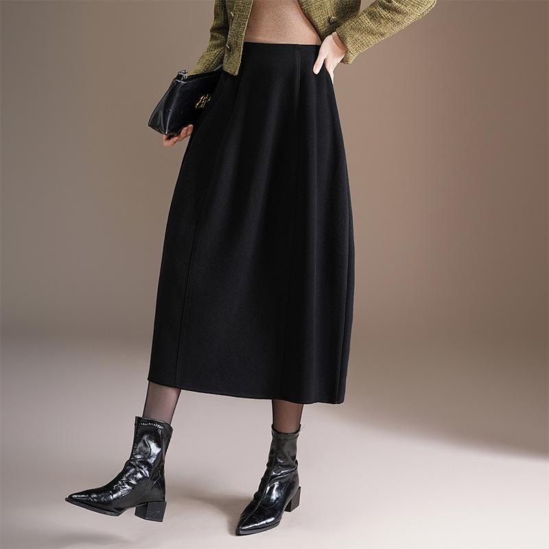 Stylish Elastic Waist Women's Winter 2025 Korean Slimming Casual Mid-Length Skirt