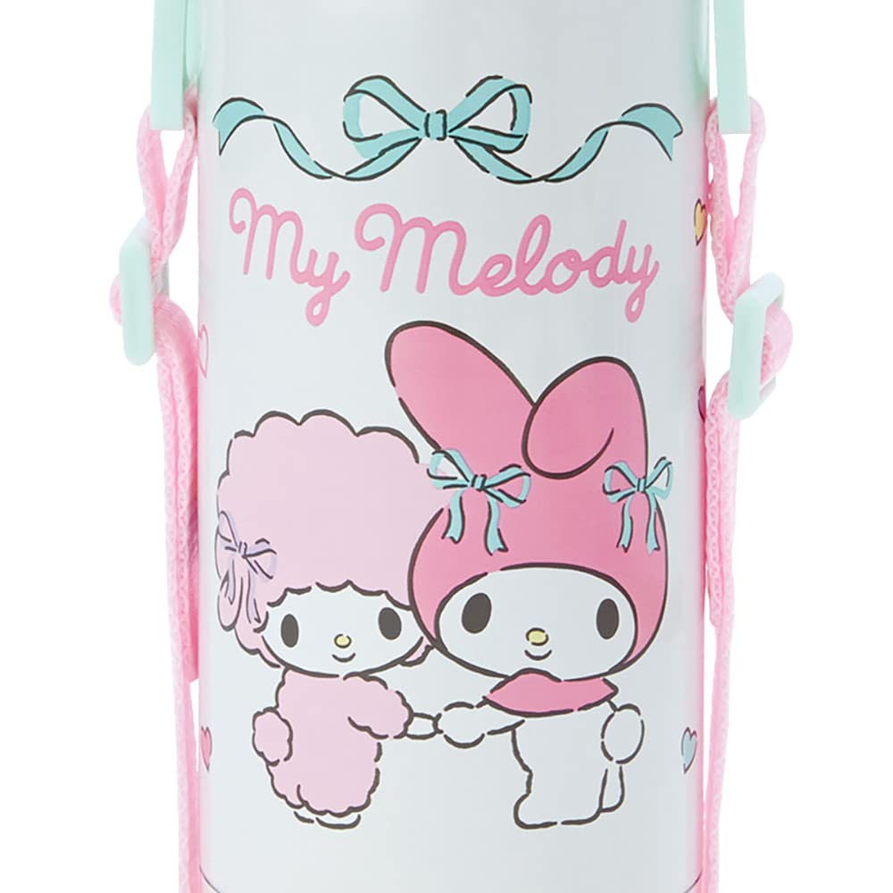 Sanrio 380ml Stainless Steel Water My Melody with Name Sticker Kids' 2-Way Bottle, Design, Insulated/Cold, (Product Number 744549)