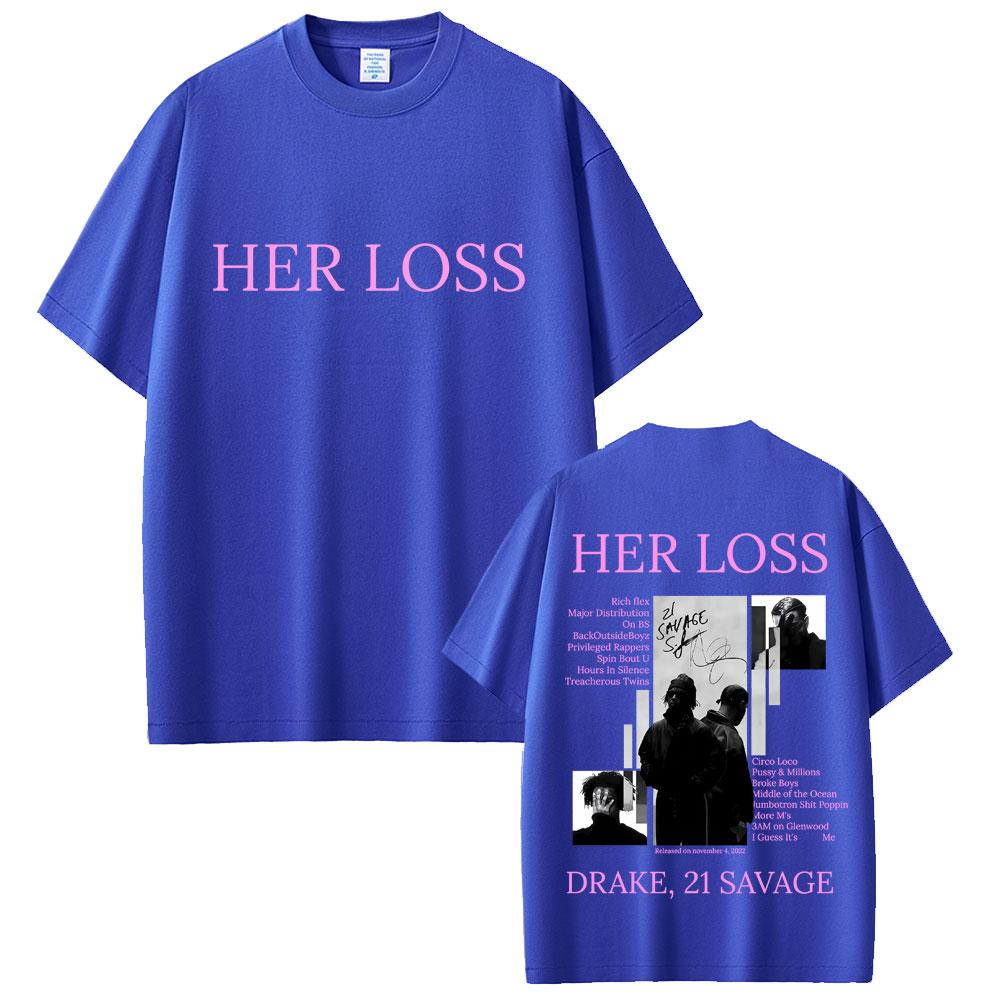 Rapper Drake and 21 Savage Her Loss Album Graphic T-shirt Unisex Hip Hop Fashion Pop Music T Shirts Casual Cotton Vintage T-shirts