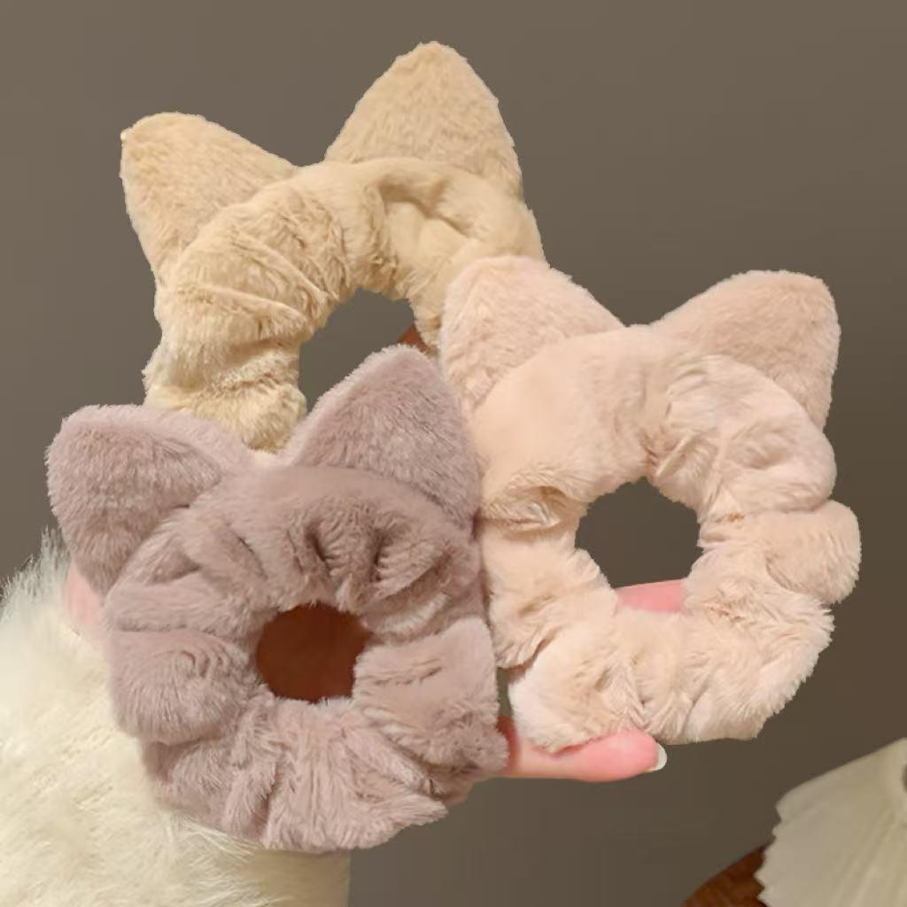 Plush Cat Ear Hair Tie for High Ponytails - Children's Hair Band Accessories