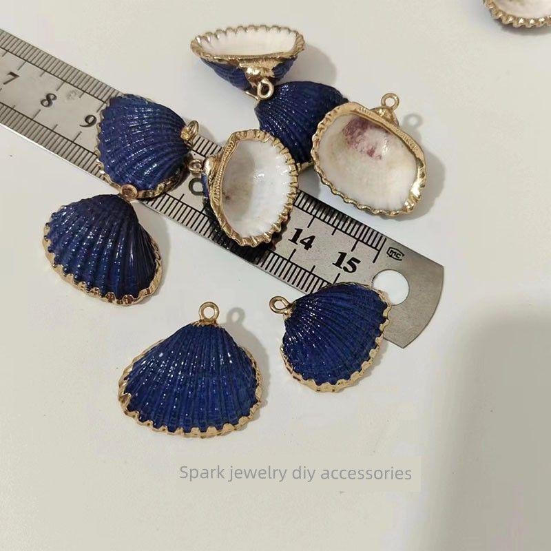 

Ракушка Гальванопокрытие DIY Украшение Аксессуары Серьги Подвеска Кулон Креативный Ручной Работы Натуральная Ракушка Гребешок No. 2 ink blue scallop 1