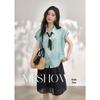 Women's French Style Polka Dot Tencel Puff Sleeve Blouse