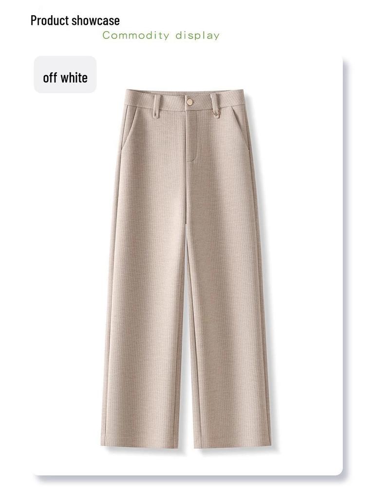 Women's 2024 Merino Wool Wide-Leg Pants - Nine-Point, Straight-Leg, Coffee Color