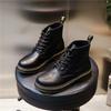Summer 2025 New Korean Version Versatile Breathable Leather Women's Shoes Platform Casual Martin Boots Women's Black Short Boots Women's Tide