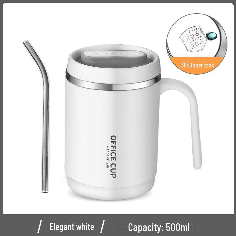 Stainless Steel Insulated Straw Cup - Large Capacity Mug for Coffee, Milk Tea & More