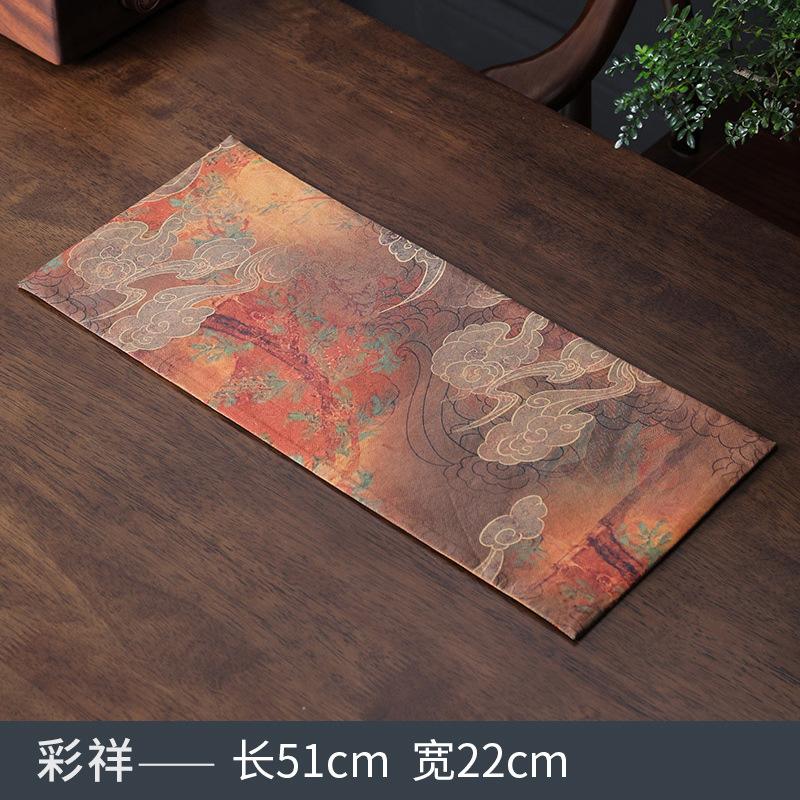 Fragrant Cloud Yarn Tea Table Chinese Style Zen Double-sided Retro Table Bunting Tea Table Waterproof Dry Foam Plate Cloth Pad