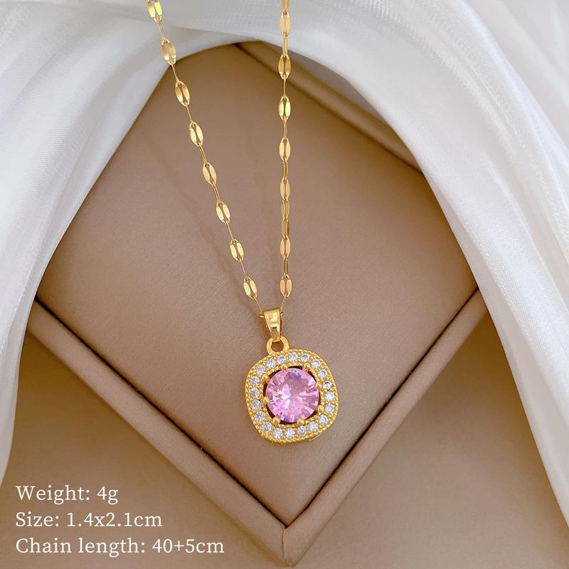 Square Zircon Sky Necklace Earrings Ring Set Light Luxury Personality Temperament Earrings Necklace Combination