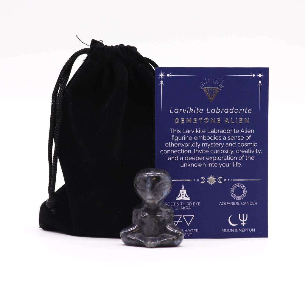 Labradorite Alien Figurine Larvikite 40x30x15mm