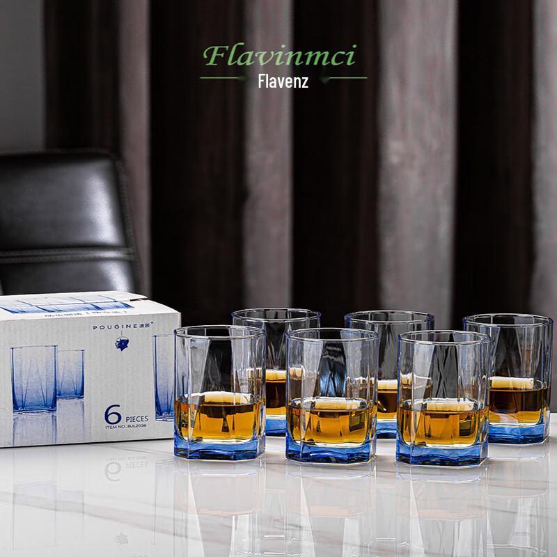 Flevance Sapphire Blue Octagonal Tempered Glass Set
