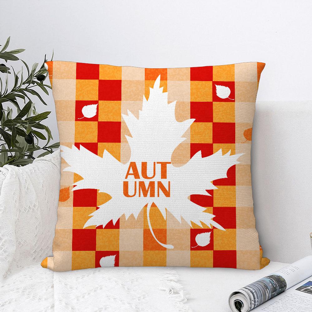 Fall Maple Leaf Print Pillow Case Sofa Decorative Home Double-sided Print Plush Square Throw Pillow Covers Cushion Decor Cover