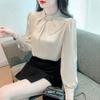 Fashionable Long-sleeved French Stand-up Collar Beaded Women's Shirt Bottoming Shirt Elegant Women's Blouse