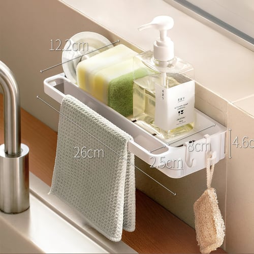 NN.ORANIE Dish Drainer, Kitchen Storage, Wall-Mounted Sponge Holder, Over-the-Sink Dish Drainer, Sponge Holder, Sponge Holder, Water Drainage, Kitchen