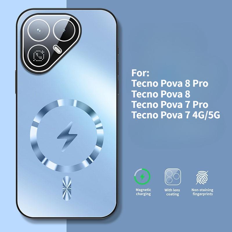 For Tecno Pova 8 7 Pro 4G 5G Case New AG Matte Lightning Magnetic PC-TPU Cover For Tecno Pova 8 Pro Shockproof Bumper Funda