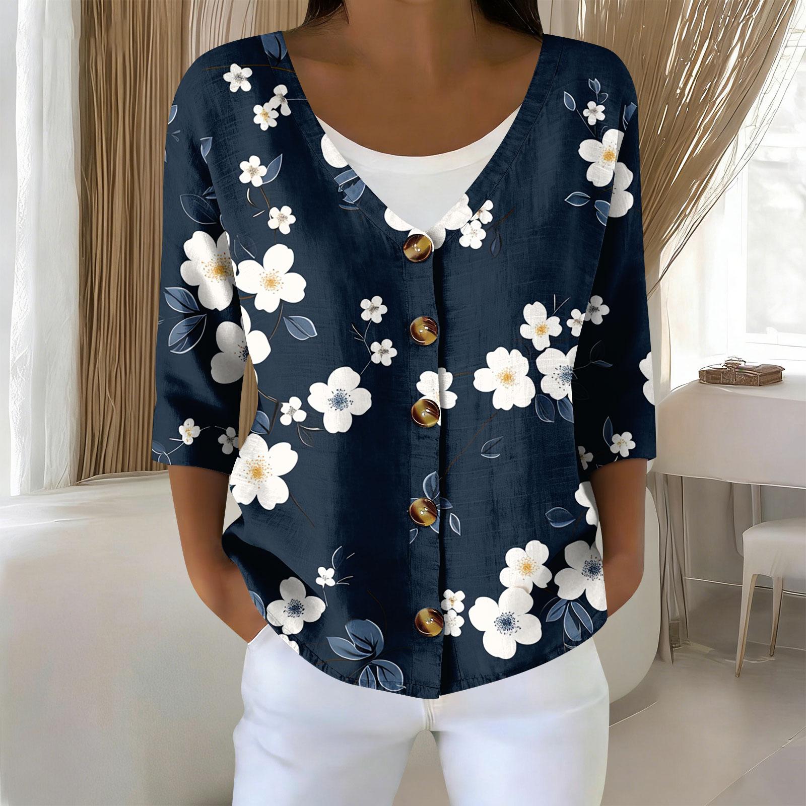 

Женские футболки с рукавом 3/4, футболки с графикой, повседневные базовые топы, пуловеры L тёмно-синий