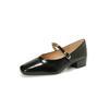 Square head single shoes women's light mouth thick heel new one-word buckle Mary Jane shoes