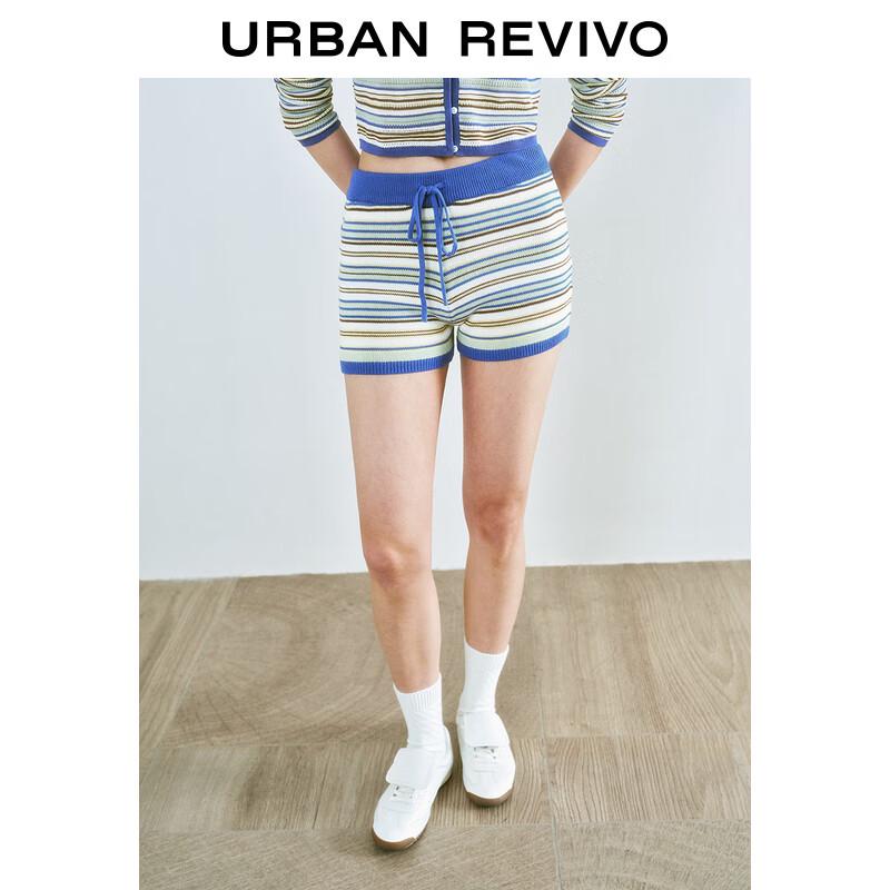 

UR 2025 Women s Casual Drawstring Striped Knit Shorts XXS