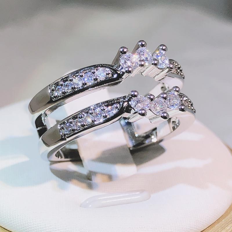 

медь Нежные квадратные кольца с кубическим цирконием для женщин, микропаве, кольцо в два ряда, модная бижутерия, подарки 10