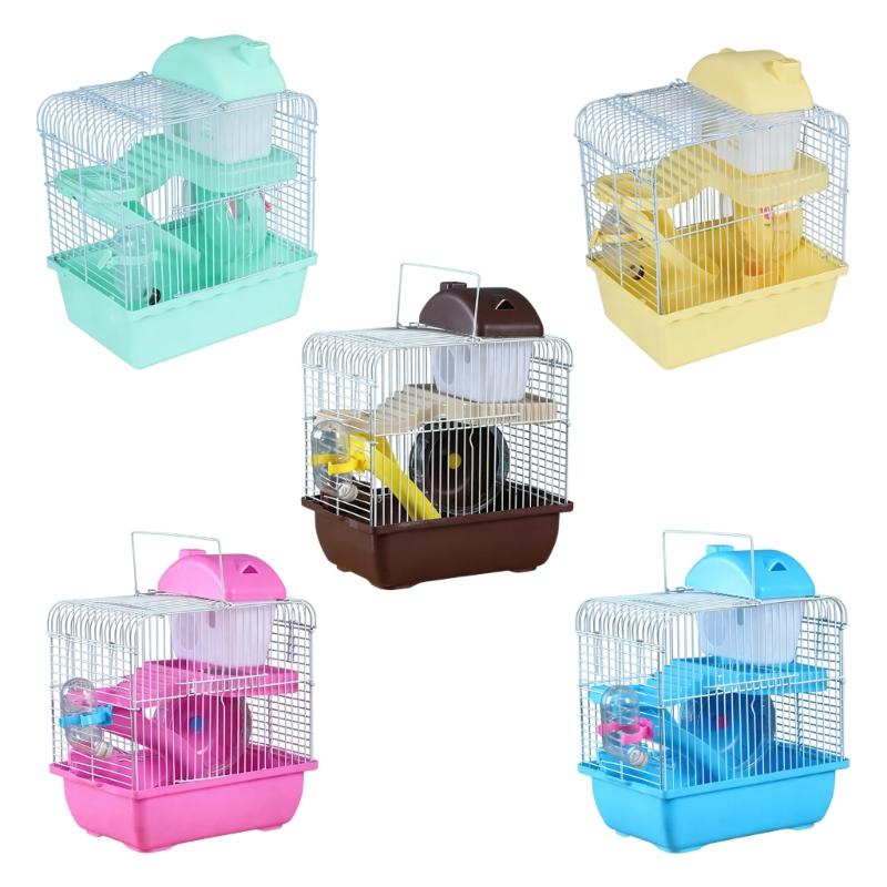 Pet Small Animal Hamster Villa Cage Clear DIY Toy Rabbits Villa Platform with Water Bottle Rodents Toy Cage Mount