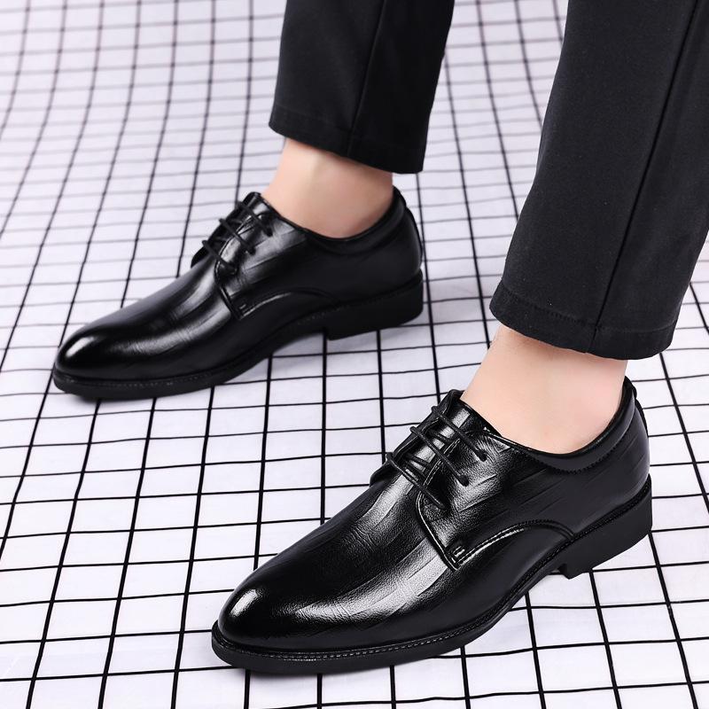 FashionMen Fashion shoes slip on round Toes Leather Dress Shoes Men Business Lace Up oxfords Leather Dress Shoes big size 48
