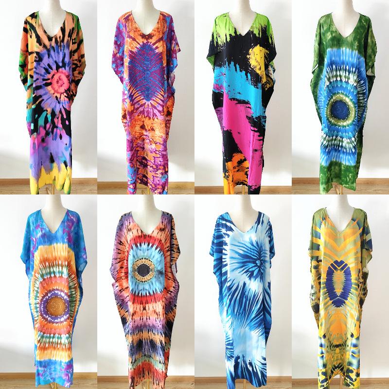 2022 European & American Beach Cover-up: Printed Long Robe & Bikini Sun Protection Dress