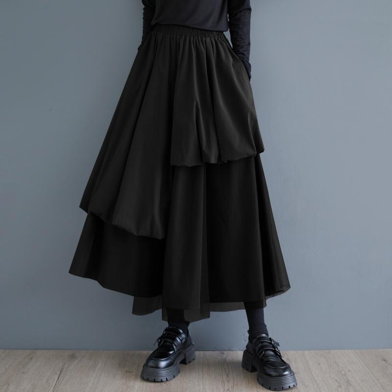 

Большие размеры Высокая талия винтаж Весна осень повседневная свободная длинная для женщин юбки женская юбка чёрный