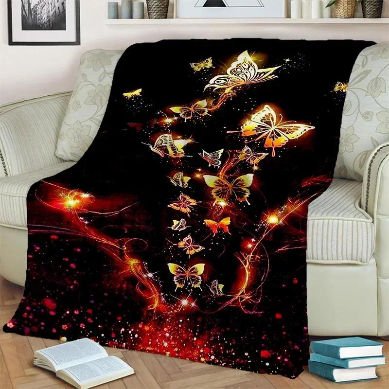 Cartoon Dream Butterfly Flower Blanket,Soft Throw Blanket for Home Bedroom Bed Sofa Picnic Travel Office Rest Nap Cover Blanket