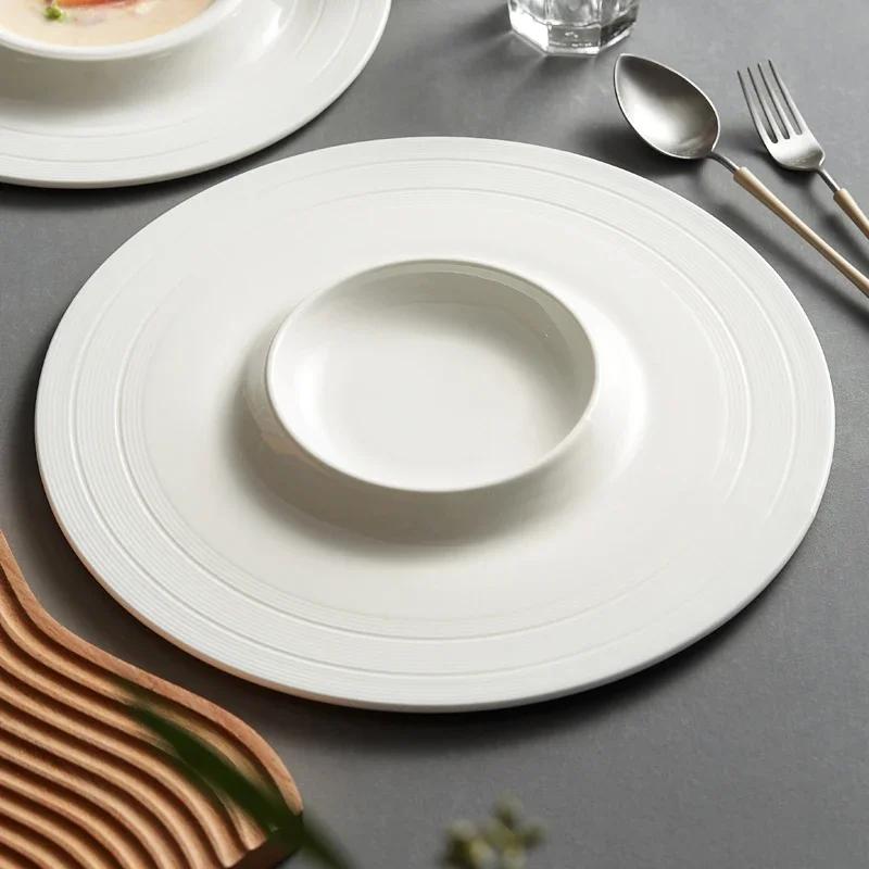 Nordic Salad Steak Plate Food Decor Plate Hotel Restaurant Dessert Ceramic Straw Hat Plate Creative Tableware Ceramic Plates