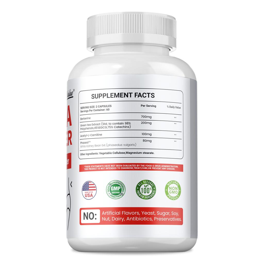 Contains a Blend of Berberine and White Kidney Bean Extract, Beneficial for Digestion and Gut Health, Suitable for Adults.
