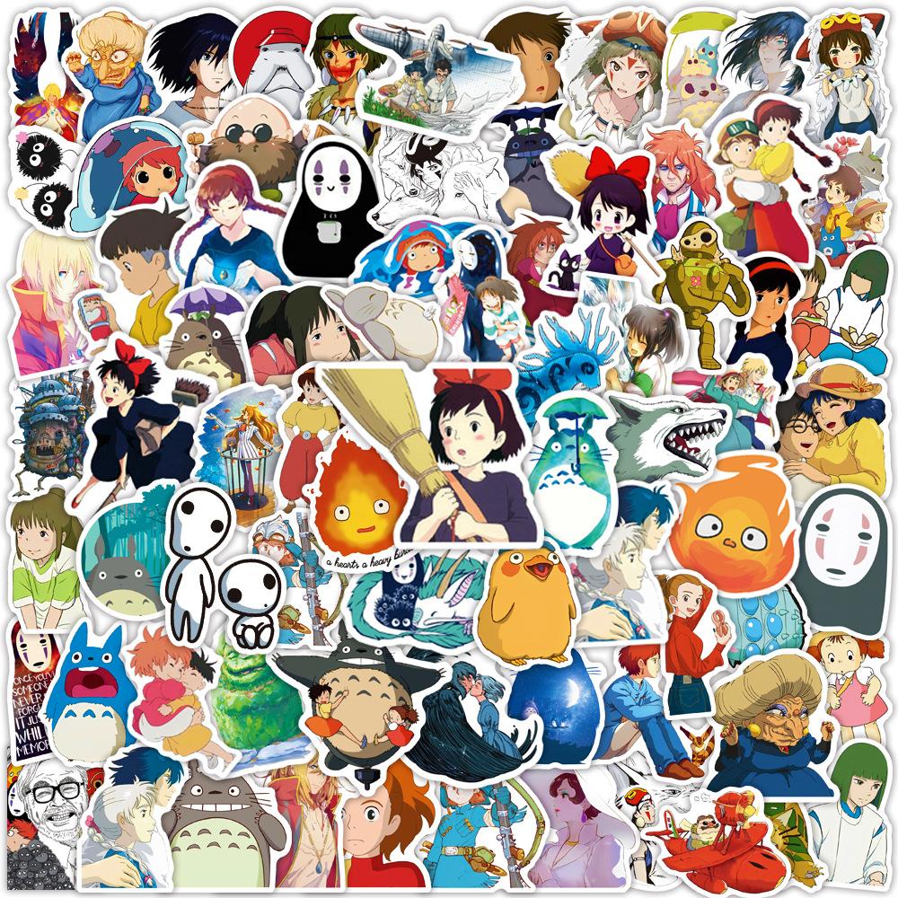 100Pcs Cartoon Bright Ghibli Hayao Miyazaki Stickers Totoro Elfs Decals For Phone Laptop Suitcase Notebook Waterproof Stickers