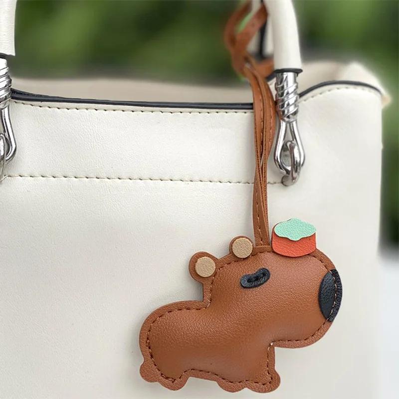 New Guinea Pig Bag Pendants Cute Guinea Pig Shape Keychain Accessories Fashion Versatile Trendy Gifts Leather Material Pendants