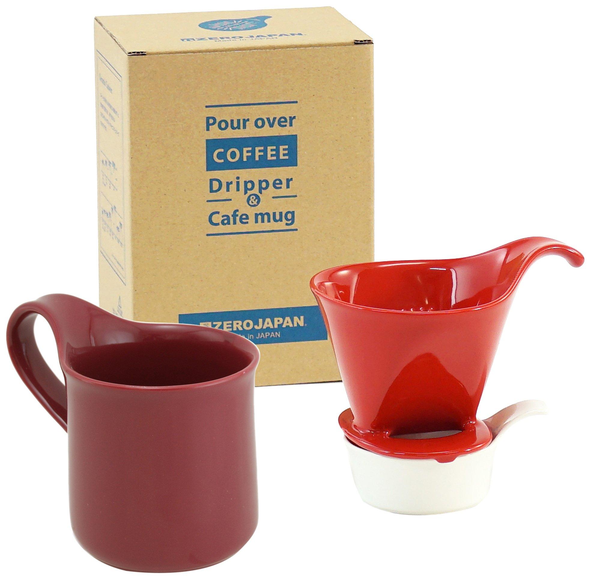 

ZEROJAPAN Gift Set: Coffee Dripper L & Cafe Mug (with Tray), Burgundy, DMZ-16 TO/BUG